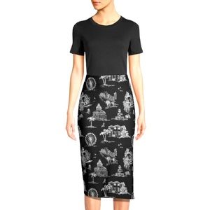 Maje Black skirt with white embroidery